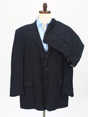Luca Rossi 50R 44x30 Gray Full Suit 3-Button Stripe R902